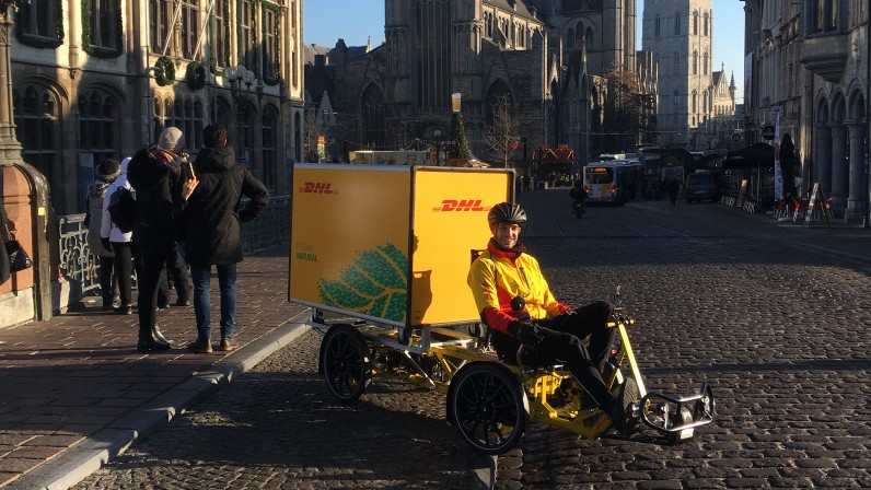 DHL Express delivers parcels in Ghent by bike